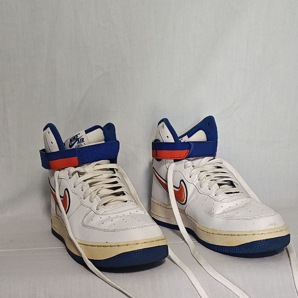 Men's White, Blue & Orange High-Top Sneakers. Nike Air Force 1 High Sport NBA 